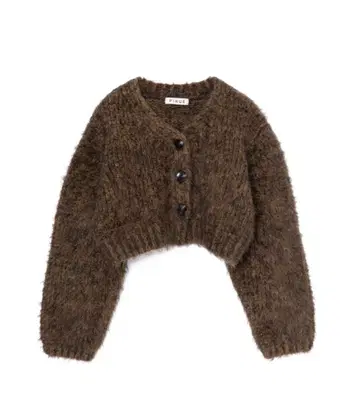 샤기 MIX 니트 가디건 ( BROWN )