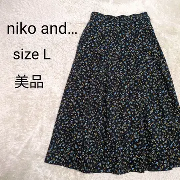 니코앤드 플레어 롱 스커트 L 꽃무늬 블랙