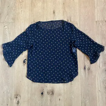 아나이 시스루 블라우스 도트 무늬 플레어 슬리브 블라우스