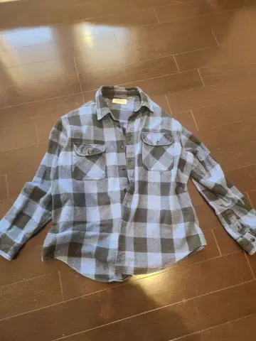 파이브 브라더스 파랑과 검정 체크 무늬 플란넬 셔츠