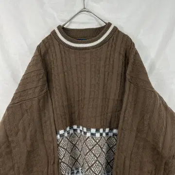 80s 90s towncraft 케이블 니트 스웨터 올 패턴