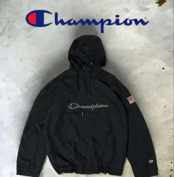 Champion 블랙 아노락 자켓