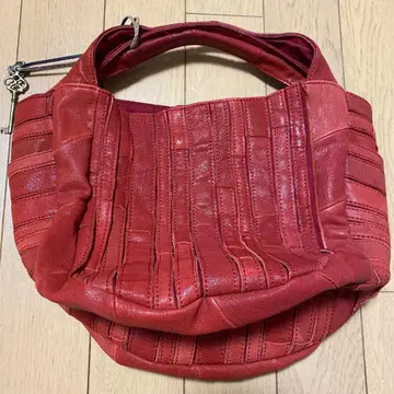 빨간색 가죽 토트백 Trideep