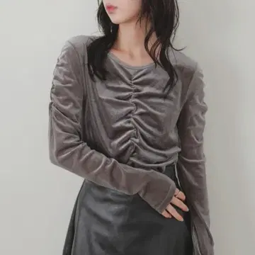 LIAN 시어 벨로아 셔링 풀오버