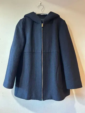 TOMORROWLAND 네이비 후드 부착 울 코트