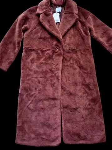 버건디 퍼 롱 코트 택 포함 새상품