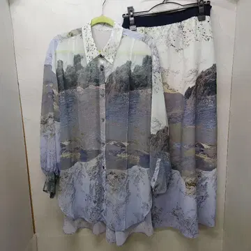 3423 어도어 패턴 블라우스 스커트 수트 사이즈 38