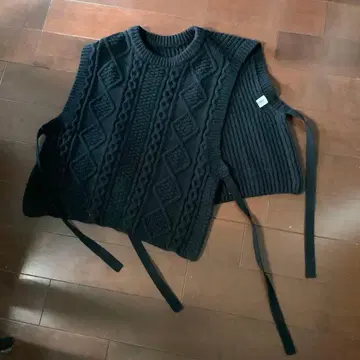 빔즈 보이 부착 베스트 케이블 짜임 니트 블랙