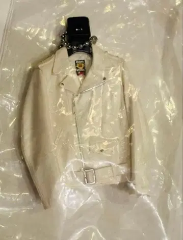 Schott 원스타 컬렉션 가죽 재킷 형 키링 화이트