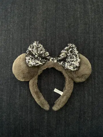 미니 귀 머리띠 그레이 스팽글