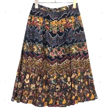 프렌치 레트로 구제 의류 cacharel 이국적인 꽃무늬 플리츠 스커트