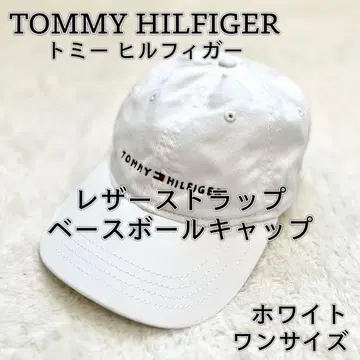 [ TOMMY HILFIGER ] 가죽 벨트 야구 모자 화이트