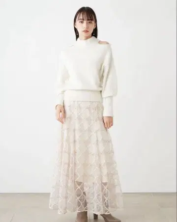 새상품 SNIDEL 체크 시어 볼륨 스커트