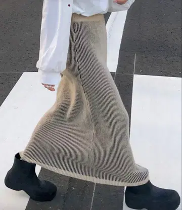 캐주얼 롱 니트 스커트