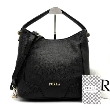 컨디션 최상 훌라 2way 숄더백 로고 가죽 여성용 블랙