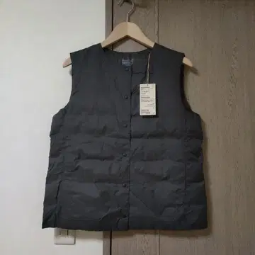 경량 다운 포켓터블 노카라 베스트 L 다크 브라운 여성용