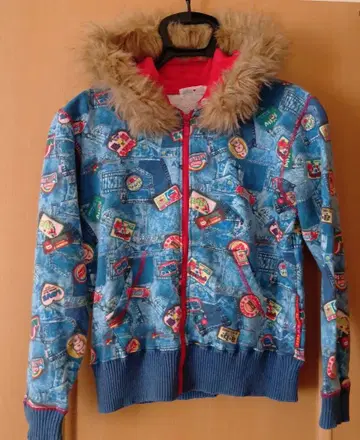 엔젤 블루 퍼 패치워크 디자인 후드티