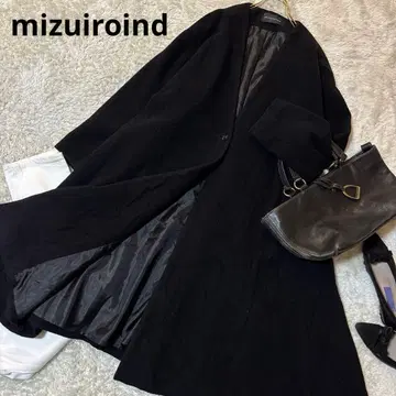 새상품급*mizuiroind 미즈이로 인드 블랙 롱 코트 노카라 코트