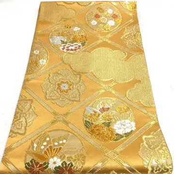 a8 순수 실크 육통 후쿠로 오비 금실 은실 나비 당직 기모노