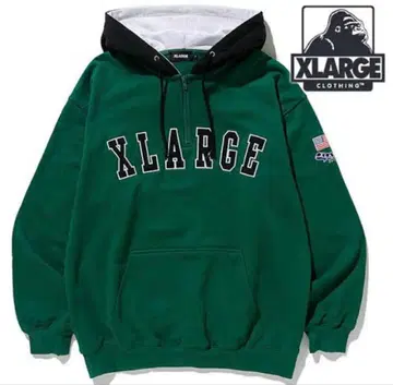 XLARGE 하프 지퍼 후드티 그린 XL 사이즈