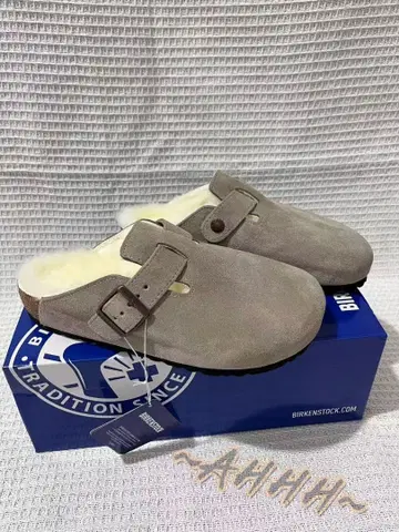 BIRKENSTOCK 그레이 스웨이드 슬립온