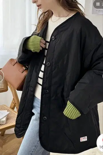 JaVa 자바 콜라보 노카라 오버 사이즈 퀼팅 코트 S