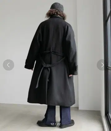 블랙 더블 브레스트 롱 코트