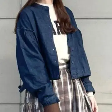 사만사 모스모스 데님 밑단 드로스트 셔츠 자켓