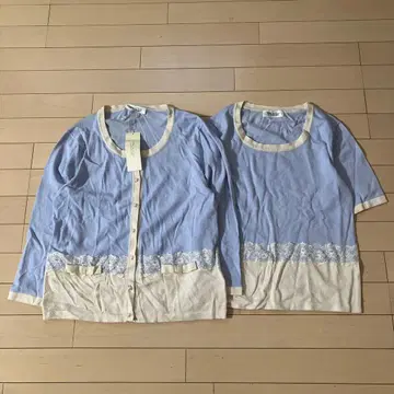 12.11 라쎄빠쎄 미사용 새상품 가디건 앙상블 스카이블루 42