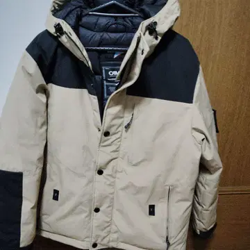 CAMP7 후드 부착 다운 자켓 베이지/블랙