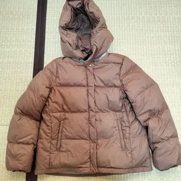 Green Label Relaxing 후드 부착 다운 자켓 브라운