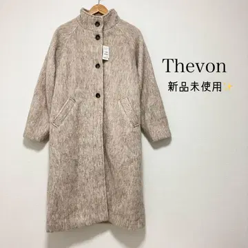 Thevon 제본 샤기 스탠드 카라 코트