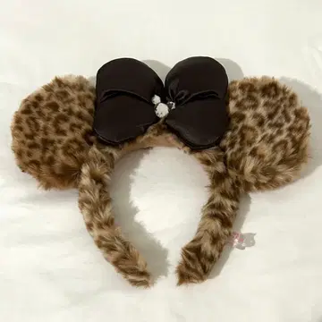디즈니 머리띠 레오파드 무늬 복슬복슬 미니