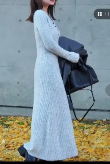 LAULEN 그레이 니트 롱 원피스