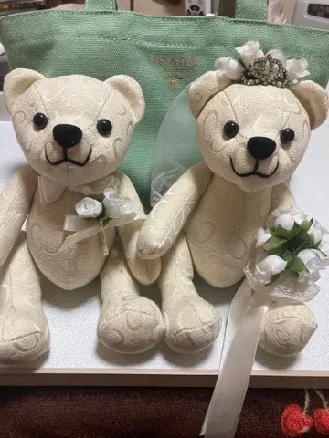 웨딩 곰 봉제 인형 2체 세트