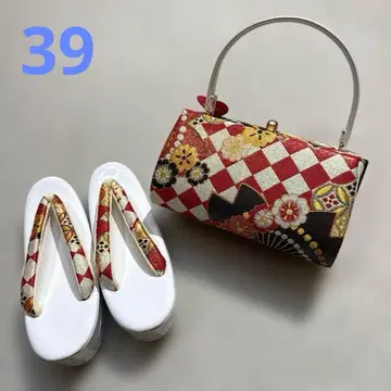 일본 의류용 가방 빨간색과 화이트 체크 무늬 39