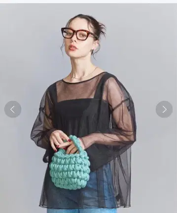 미사용 뷰티&유스 유나이티드 애로우즈 튤 레이어드 풀오버