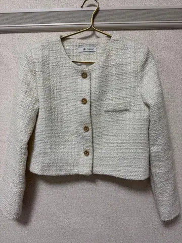 화이트 트위드풍 자켓