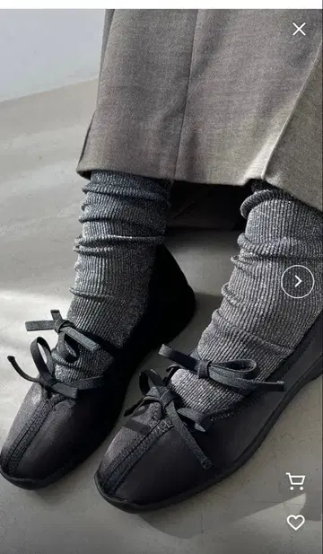 새상품급 L 더블 리본 발레리나 / 블랙 / 25cm