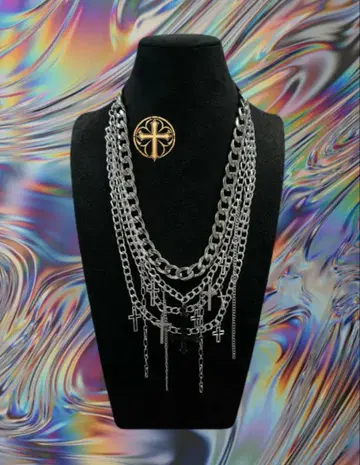 handmade 다층 십자가/y2k/Fgrunge/Necklace