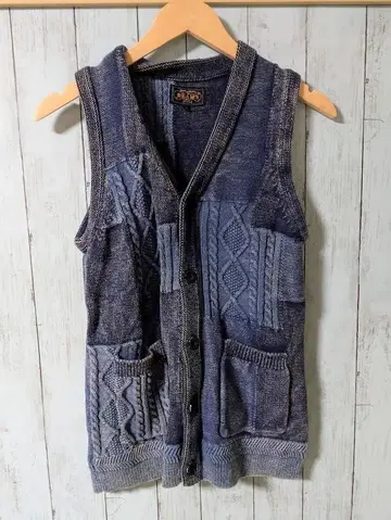 BEAMS PLUS 빔즈 인디고 클레이지 베스트 니트 베스트