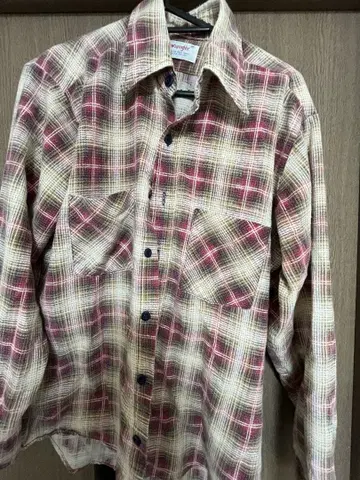 Wrangler 긴팔 플란넬 셔츠 M 사이즈 체크 무늬