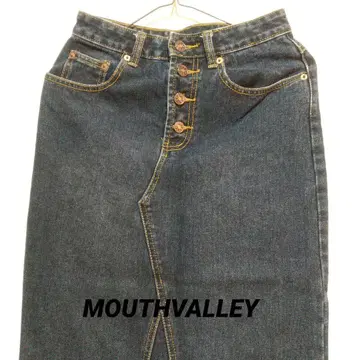 MOUTHVALLEY 여성용 데님 롱 타이트 스커트 마우스 발리