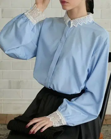 BONLECILL noir 2way 클래시컬 레이스 셔츠 여성용