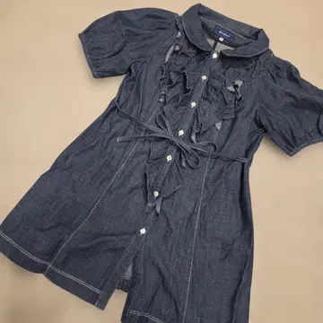 M'S GRACY 데님 셔츠 튜닉 원피스 반팔 프릴