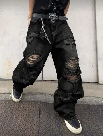 데미지 가공 블랙 데미지 데님