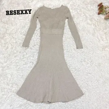 a2014 [리젝시] 리브 니트 원피스 롱 플레어 F 베이지 타이트