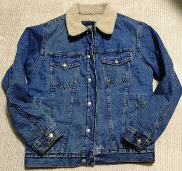 ZARA 데님 자켓 G 옷깃 보아 안감 페이크 무스탕 블루 L