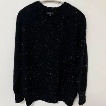 캐시미어 100% INDIVI 슬라브 니트 블랙 긴팔 스웨터 사이즈 05