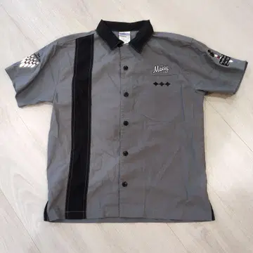 레어!! Mickey 미키 볼링 반팔 버튼 셔츠 그레이